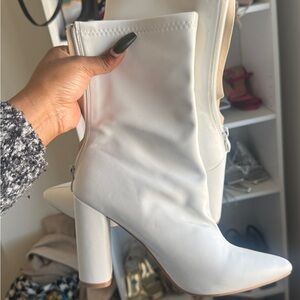 Boohoo White Ankle Boots